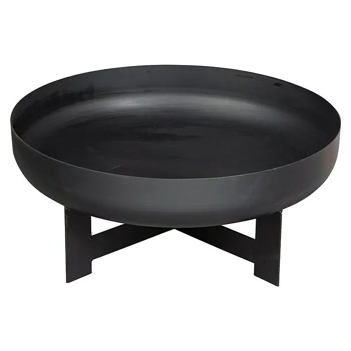 Brasero City - Diámetro: 70 cm, Acero - Fogón negro con cuenco plano sobre soporte metálico. Perfecto para jardines y patios, ideal para noches acogedoras.