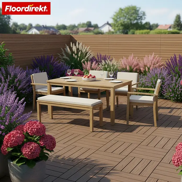 Floordirekt Klickfliese Terrassenfliese Majestic 30 x 30 cm 11er Set Klickfliese Holzoptik Braun - Polypropylen, 30 x 30 x 2,2 cm, 11 Stk.