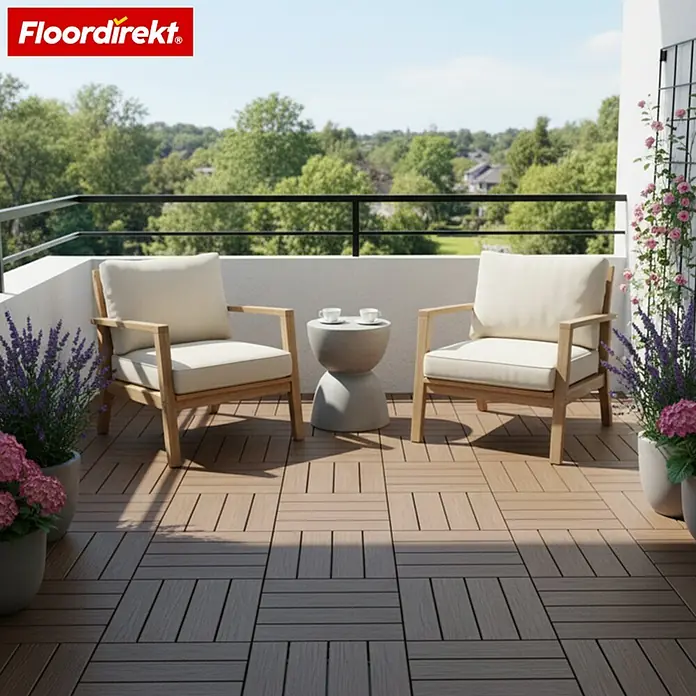 Floordirekt Klickfliese Terrassenfliese Majestic 30 x 30 cm 11er Set Klickfliese Holzoptik Braun - Polypropylen, 30 x 30 x 2,2 cm, 11 Stk.