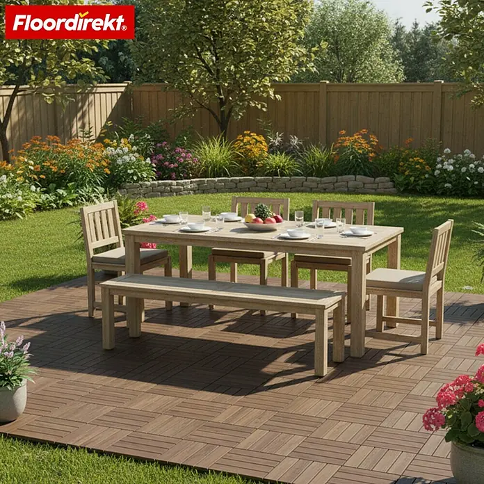 Floordirekt Klickfliese Terrassenfliese Majestic 30 x 30 cm 11er Set Klickfliese Holzoptik Braun - Polypropylen, 30 x 30 x 2,2 cm, 11 Stk.