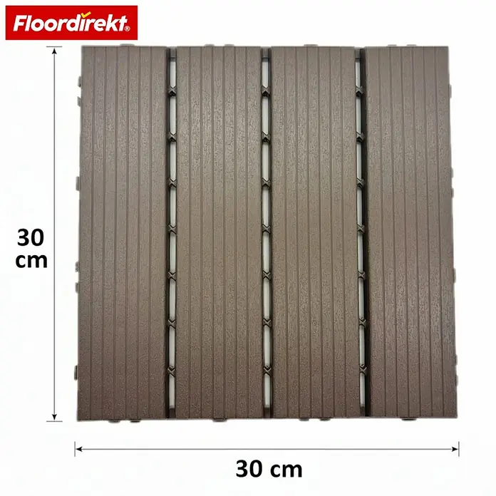 Floordirekt Klickfliese Terrassenfliese Majestic 30 x 30 cm Klickfliese Holzoptik Braun - Polypropylen, 30 x 30 x 2,2 cm, 1 Stk.