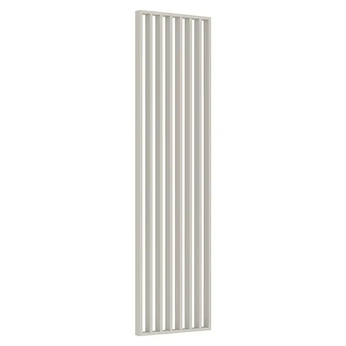 Mixpol Profile Raumteiler Cashmere - 58 x 275 cm, Beige - Ein weißes Regal mit vertikalen Lamellen, ideal für moderne Innenräume. Bietet sowohl Stil als auch Funktionalität zur Aufbewahrung und Dekoration.