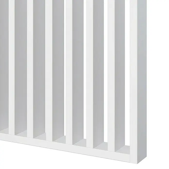 Mixpol Profile Raumteiler White - 58 x 275 cm, Weiß - Nahaufnahme eines modernen, weißen Raumteilers mit vertikalen Lamellen.