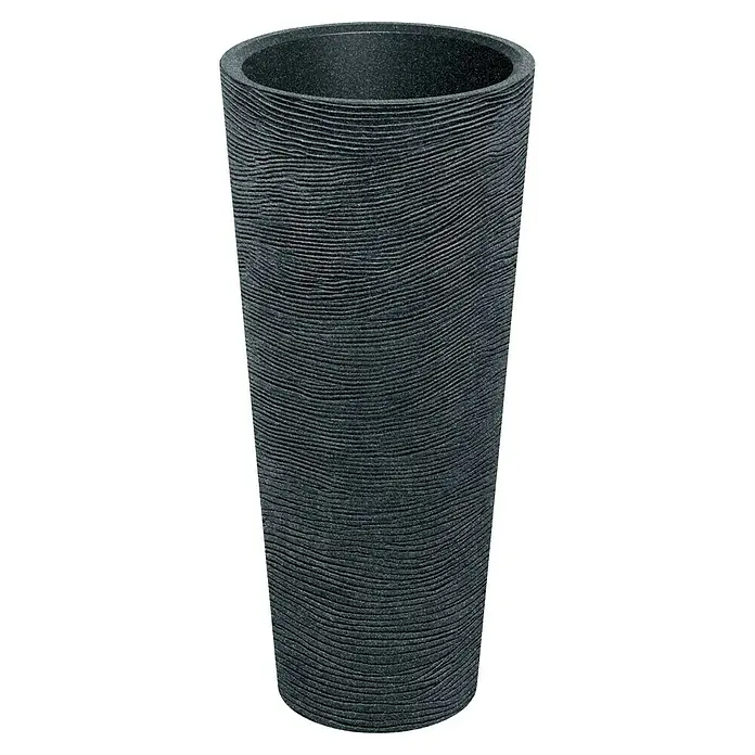 ETHICK Pflanzsäule rund Tubra - Außenmaß (Ø x H): 48 x 105 cm, Kunststoff, Schwarz-Granit, Integrierter Pflanztopf - Schwarzer Pflanztopf mit gewellter Textur. Das dunkle Gefäß ist ideal für Zimmer- und Gartenpflanzen und verleiht jedem Raum einen modernen Touch.