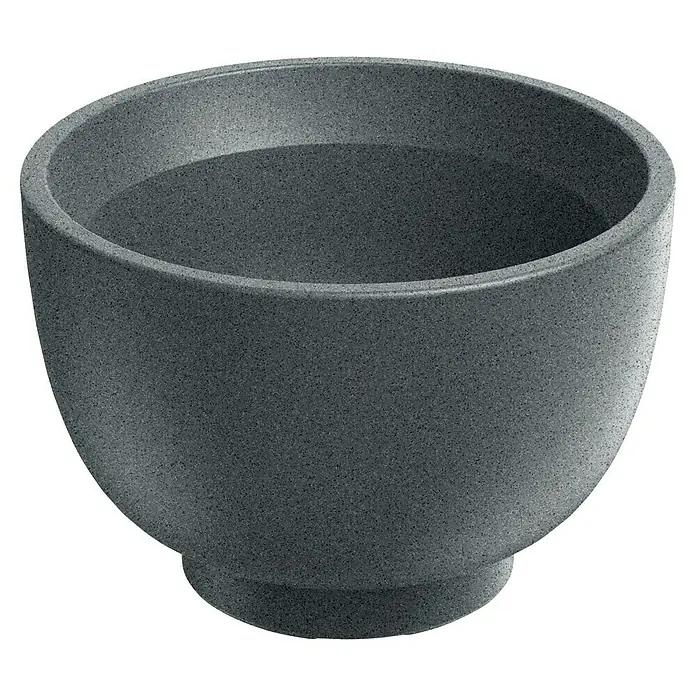 ETHICK Pflanztopf Vemo - Außenmaß (Ø x H): 40 x 26 cm, Kunststoff, Granit - Graue Pflanzschale aus Steinzeug mit abgerundeter Form, ideal für den Innen- und Außenbereich.