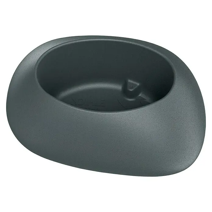 ETHICK Pflanztopf Yeke - Außenmaß (L x B x H): 50 x 40 x 25 cm, Kunststoff, Graphit - Nahaufnahme einer stilvollen, grauen Katzennapf, die sich ideal für Futter oder Wasser eignet und sich nahtlos in jede Wohnungseinrichtung einfügt.