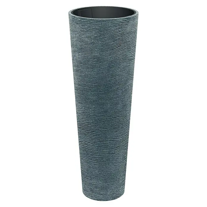 ETHICK Pflanzsäule rund Tubra - Außenmaß (Ø x H): 48 x 135 cm, Kunststoff, Granit, Herausnehmbarer Pflanztopf - Hoher Pflanztopf mit gewellter Oberfläche in dunkler Farbe. Ideal für den Innen- und Außenbereich und eine stilvolle Ergänzung für jeden Garten.