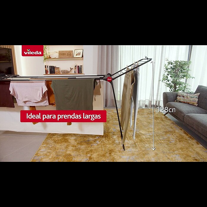 Vileda Tendedero con alas Infinity Flex extensible (Longitud cuerda de tender: 30 m, L x An x Al: 304 x 56 x 128 cm, Negro) | BAUHAUS