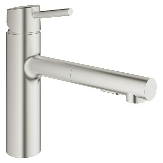 Grohe Concetto SpültischarmaturEdelstahl, Matt, Ausziehbare Dual-Spülbrause Front View