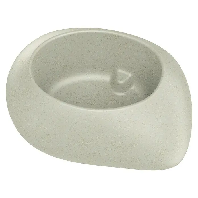 ETHICK Pflanztopf Yeke - Außenmaß (L x B x H): 40 x 30 x 20 cm, Kunststoff, Sand - Nahaufnahme einer stilvollen, beigen Futterschale für Haustiere, ideal für kleine Hunde oder Katzen. Das Design ist modern und passt gut in jede Wohnung.