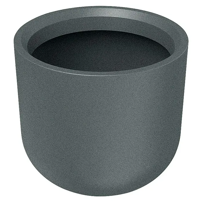 ETHICK Pflanztopf Molta - Außenmaß (Ø x H): 60 x 55 cm, Kunststoff, Granit - Abbildung eines grauen Blumentopfs in Zylinderform mit abgerundetem Boden. Ideal für den Innen- und Außenbereich.