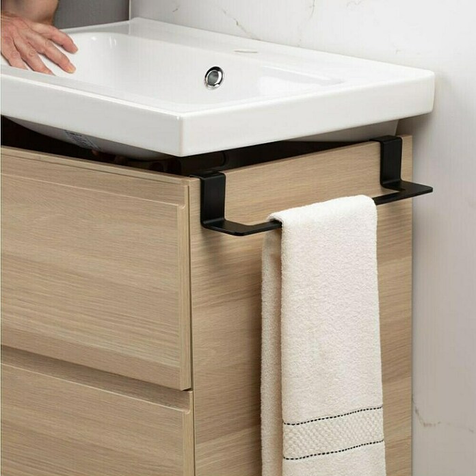 Tatay Toallero de gancho para mueble Flat (Ancho: 40 cm, Negro, Aluminio) | BAUHAUS