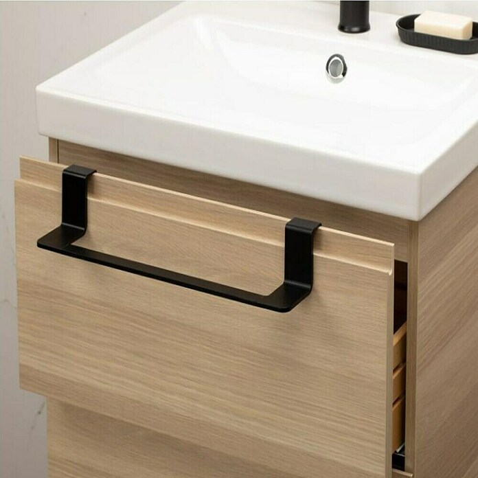 Tatay Toallero de gancho para mueble Flat (Ancho: 40 cm, Negro, Aluminio) | BAUHAUS