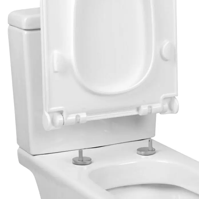 Tatay Tapa WC G-Compact - Blanco - Primer plano de un inodoro blanco con la tapa abierta, destacando el diseño y los detalles de instalación.