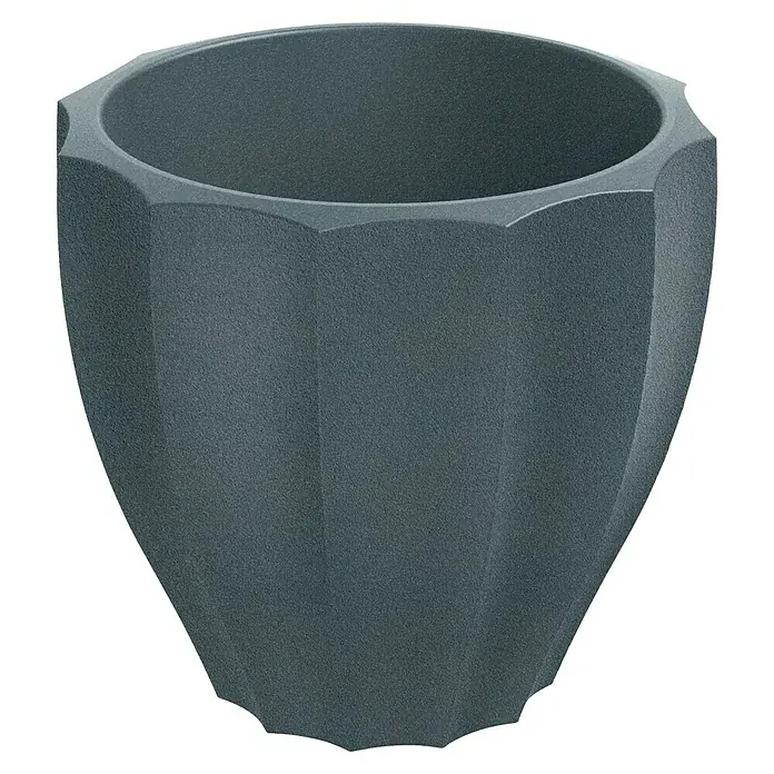 ETHICK Pflanztopf Rona - Außenmaß (Ø x H): 40 x 36 cm, Kunststoff, Dunkelgrau - Grauer, vielseitiger Pflanztopf mit strukturierter Oberfläche für den Innen- und Außenbereich. Das Design ist modern und ansprechend.