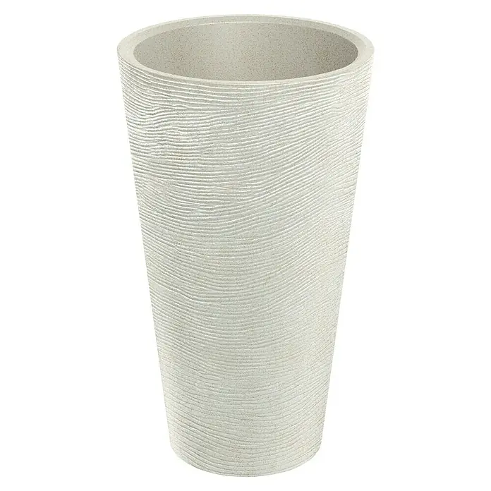 ETHICK Pflanzsäule rund Tubra - Außenmaß (Ø x H): 60 x 100 cm, Kunststoff, Sand, Integrierter Pflanztopf - Eleganter, hoher Pflanzkübel mit einer interessanten, horizontalen Textur. Ideal für den Innen- und Außenbereich, um Pflanzen stilvoll zu präsentieren.