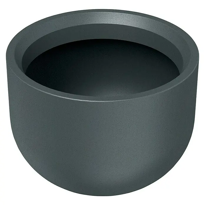 ETHICK Pflanztopf Molta - Außenmaß (Ø x H): 48 x 35 cm, Kunststoff, Graphit, Matt - Grauer, zylinderförmiger Blumentopf mit abgerundeter Basis und einem Rand am oberen Ende, ideal für Innen- und Außenbereiche.