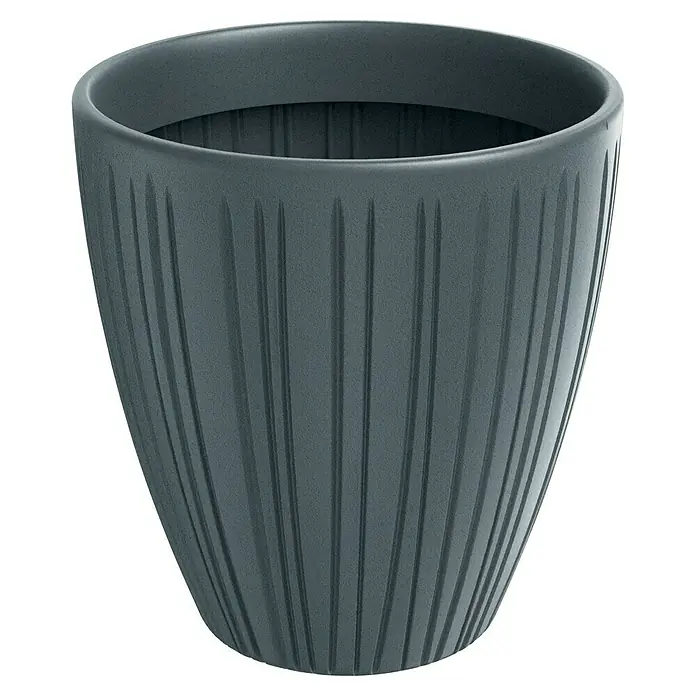 ETHICK Pflanztopf Fero - Außenmaß (Ø x H): 48 x 50 cm, Kunststoff, Betongrau - Dunkelgrauer Pflanztopf mit gerippter Oberfläche, ideal für den Innen- und Außenbereich zur stilvollen Präsentation von Pflanzen und Blumen.
