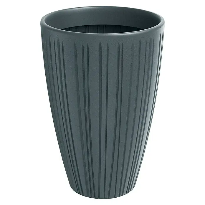 ETHICK Pflanztopf Fero - Außenmaß (Ø x H): 40 x 58 cm, Kunststoff, Betongrau - Grauer Pflanztopf mit vertikalen Rillen für den Innen- und Außenbereich, ideal für Pflanzenliebhaber.