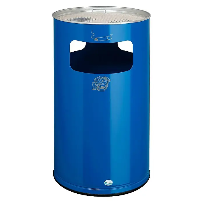 Proregal Asche-Mülleimer klassisch und rund - Stahl, Blau