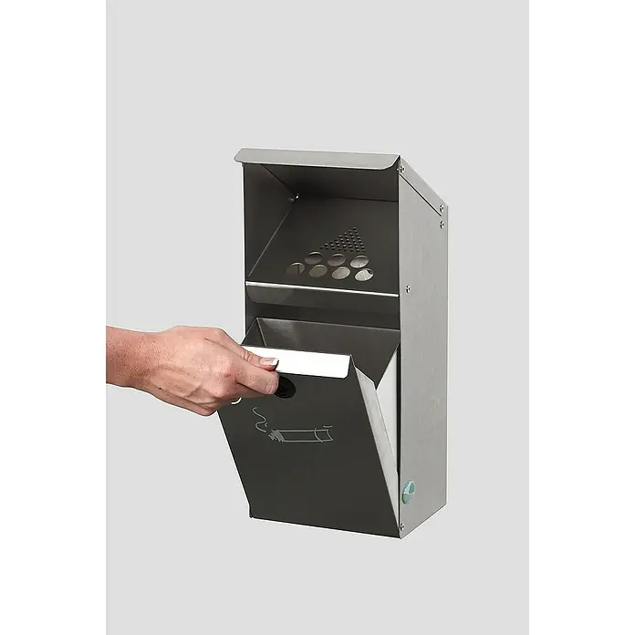 Proregal Asche-Mülleimer großvolumiger mit Schutzdach - Edelstahl, Edelstahl