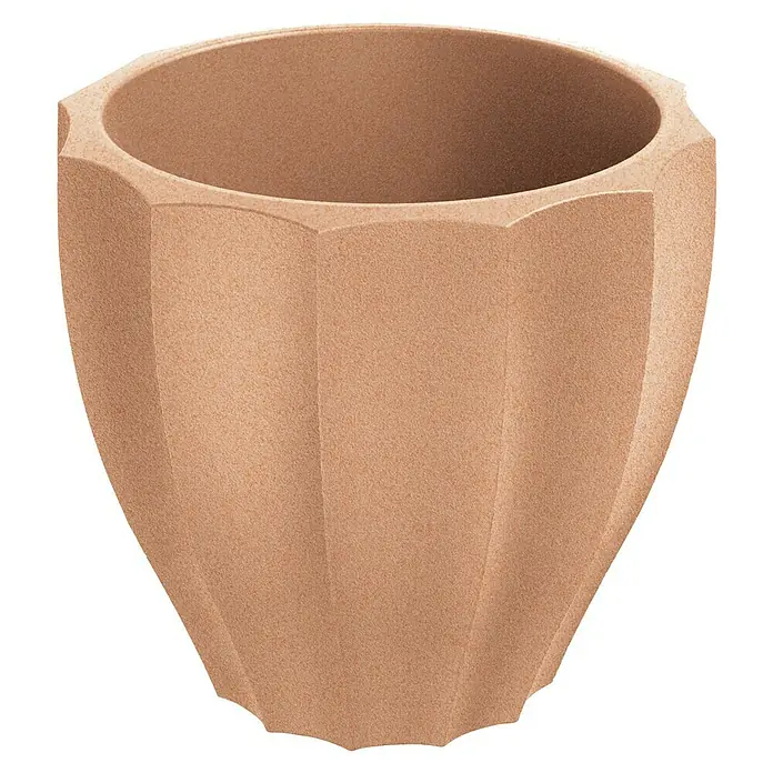 ETHICK Pflanztopf Rona - Außenmaß (Ø x H): 40 x 36 cm, Kunststoff, Terrakotta - Dieser Topf hat ein modernes Design mit einer zarten, sandfarbenen Oberfläche und einer geometrischen Form, die ihm eine elegante Ausstrahlung verleiht.