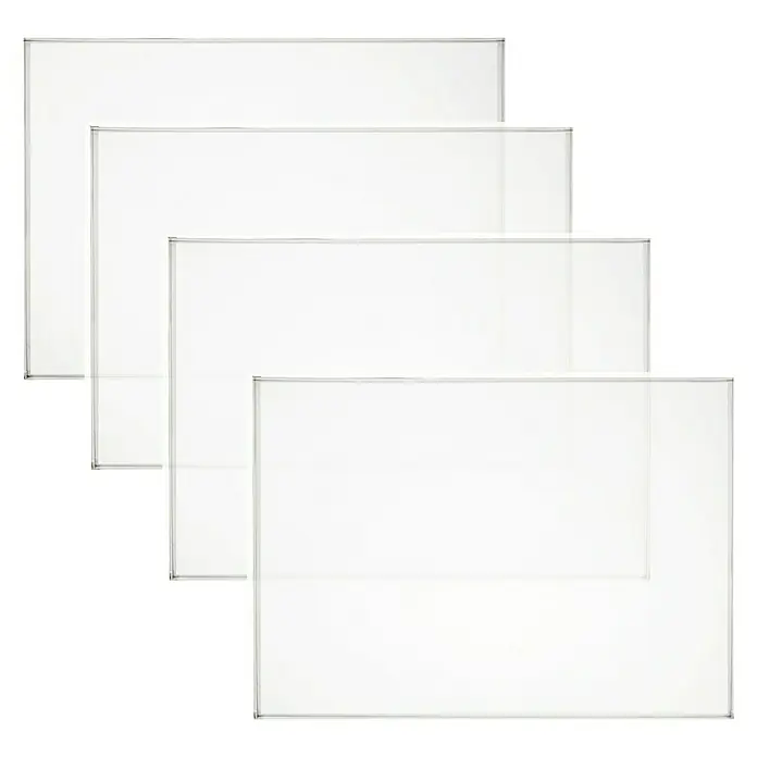Pack puerta acristalada KNP - 82,5 x 203 cm, Derecha, Blanco - Cuatro paneles acrílicos transparentes dispuestos de forma escalonada, con un fino marco plateado que resalta las superficies claras.