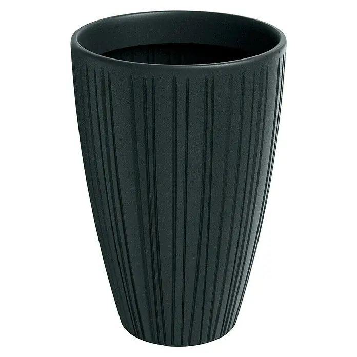ETHICK Pflanztopf Fero - Außenmaß (Ø x H): 35 x 50 cm, Kunststoff, Dunkelgrau - Schwarzer Blumentopf mit gerippter Oberfläche. Der Topf hat eine konische Form und ist ideal für Zimmerpflanzen.