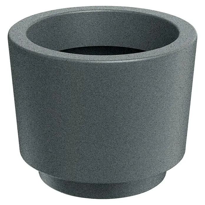 ETHICK Pflanztopf Splito - Außenmaß (Ø x H): 30 x 24 cm, Kunststoff, Dunkelgrau - Grauer runder Betonblumentopf mit gesprenkelter Oberfläche, ideal für den Außenbereich und moderne Gärten.