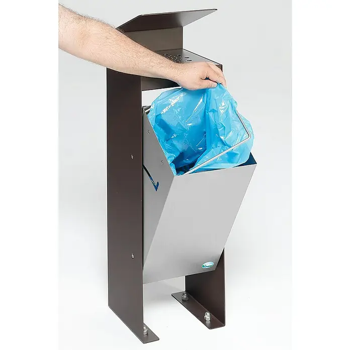 Proregal Asche-Mülleimer robust mit Dach - 60 l, Stahl, Braun