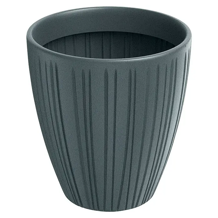ETHICK Pflanztopf Fero - Außenmaß (Ø x H): 30 x 24 cm, Kunststoff, Betongrau - Grauer Blumentopf mit vertikalen Rillen für Zimmerpflanzen und Blumen, der eine stilvolle Note verleiht.