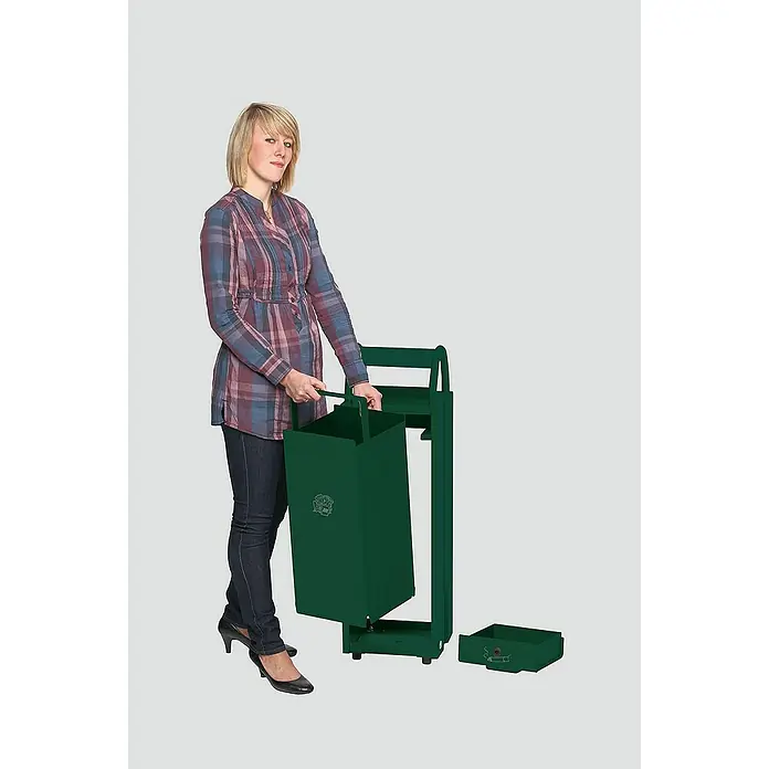 Proregal Asche-Mülleimer mit Schloss und Blenden - 35 l, Stahl, Grün