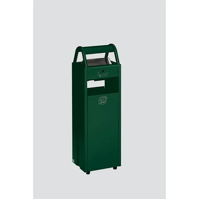 Proregal Asche-Mülleimer mit Schloss und Blenden - 35 l, Stahl, Grün
