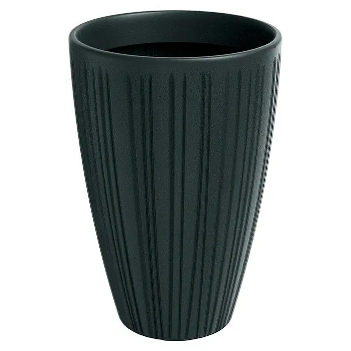 ETHICK Pflanztopf Fero - Außenmaß (Ø x H): 40 x 58 cm, Kunststoff, Dunkelgrau - Schwarzer, gerippter Pflanzentopf aus Kunststoff für den Innen- und Außenbereich. Ideal für Blumen und Grünpflanzen, robust und stilvoll.