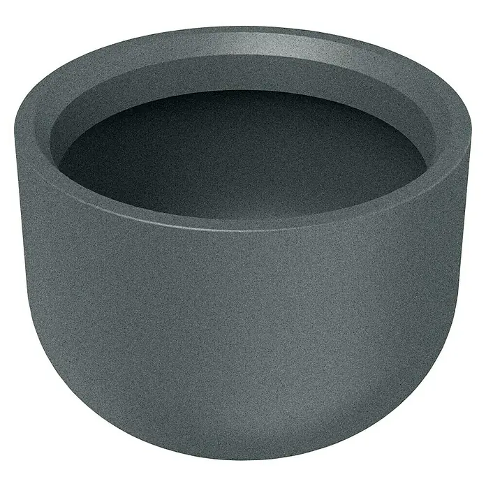 ETHICK Pflanztopf Molta - Außenmaß (Ø x H): 60 x 42 cm, Kunststoff, Granit - Grauer Pflanzkübel mit abgerundeten Kanten. Die Oberfläche des Topfes ist leicht rau und die Innenseite ist dunkler.