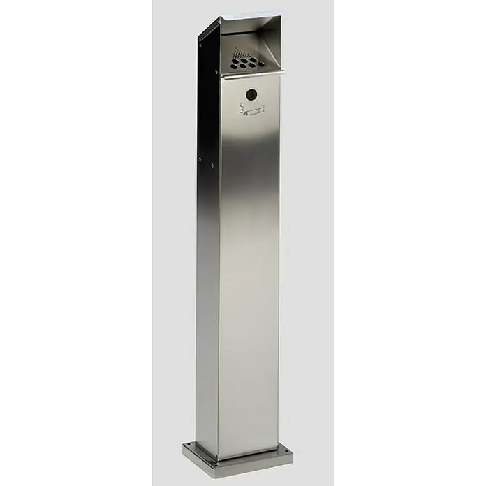 Proregal Asche-Mülleimer robust mit Schloss und Bodenplatte - 2 l, Edelstahl, Edelstahl