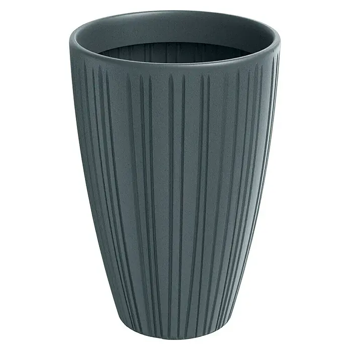 ETHICK Pflanztopf Fero - Außenmaß (Ø x H): 35 x 50 cm, Kunststoff, Betongrau - Dieser Topf in Anthrazit mit stilvollem Rillendesign ist ideal für Zimmerpflanzen und verleiht jedem Raum eine moderne Note.