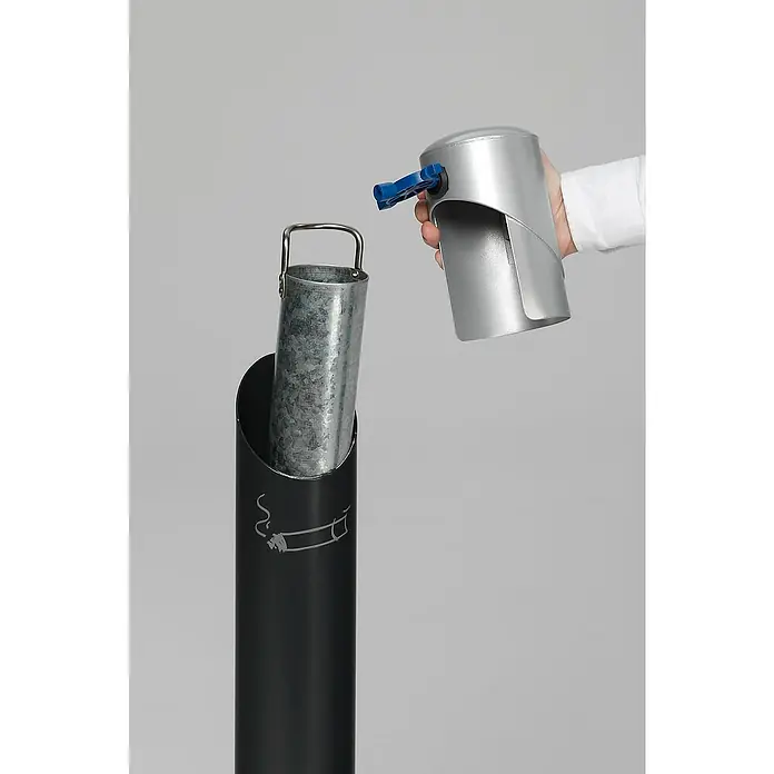 Proregal Asche-Mülleimer rund mit abnehmbarem Kopfteil - 9,4 l, Stahl, Anthrazit