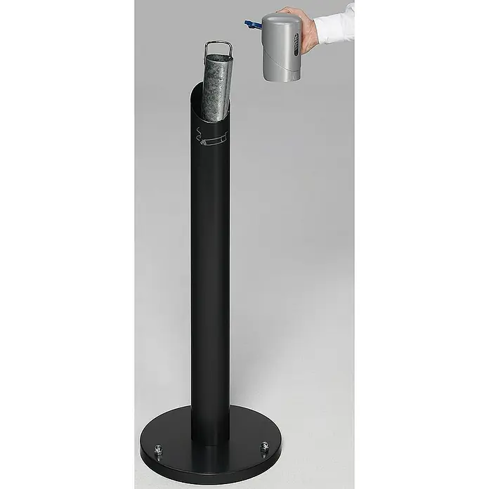Proregal Asche-Mülleimer rund mit abnehmbarem Kopfteil - 9,4 l, Stahl, Anthrazit