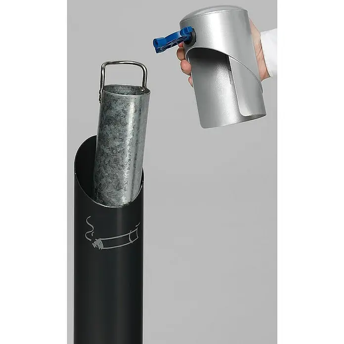 Proregal Asche-Mülleimer rund mit abnehmbarem Kopfteil - 9,4 l, Stahl, Anthrazit
