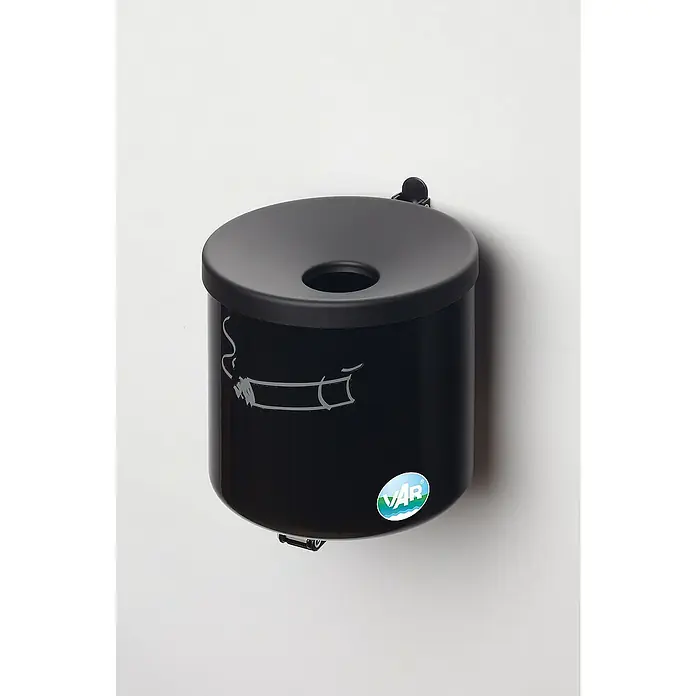Proregal Asche-Mülleimer robust zur Wandmontage - 2,4 l, Stahl, Schwarz