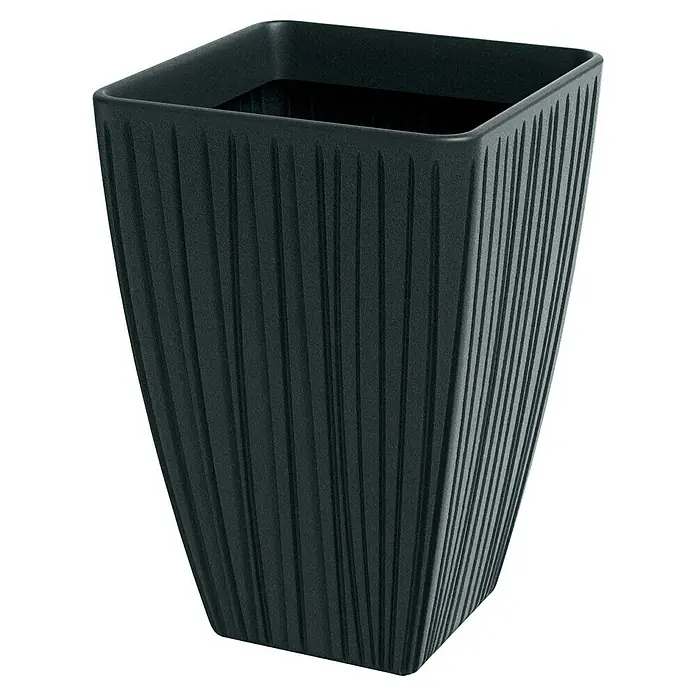 ETHICK Pflanzkübel eckig Fero - 1 Stk., Außenmaß (L x B x H): 40 x 40 x 58 cm, Kunststoff, Dunkelgrau - Ein dunkler, quadratischer Blumentopf mit vertikalen Rillen bietet ein stilvolles Zuhause für Pflanzen. Ideal für Innen- und Außenbereiche.