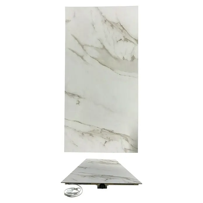 Jollytherm Calentador cerámico por infrarrojos - An x Al: 600 x 1.200 mm, 1.100 W, Blanco, gris - Esta imagen muestra una gran losa de mármol rectangular, perfecta para la fabricación de muebles de alta calidad.