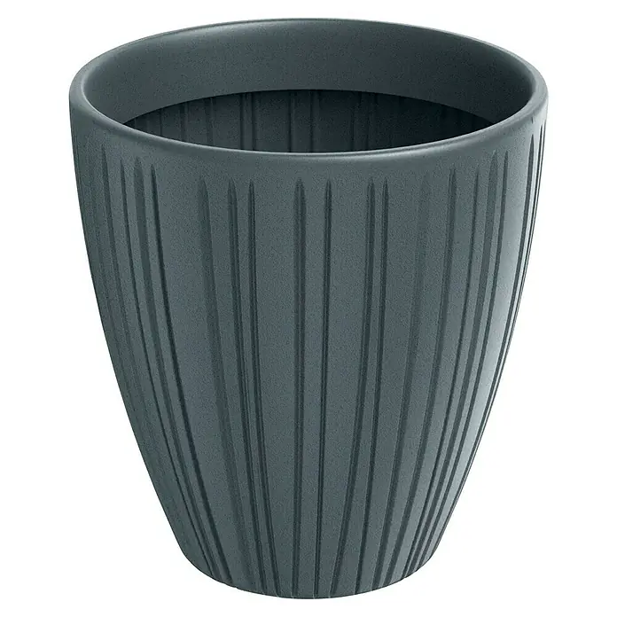 ETHICK Pflanztopf Fero - Außenmaß (Ø x H): 40 x 42 cm, Kunststoff, Betongrau - Grauer gerillter Blumentopf. Moderner Stil und ideale Größe für Zimmerpflanzen. Dekorative Textur für ein stilvolles Ambiente.