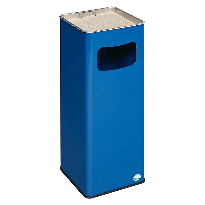 Proregal Asche-Mülleimer klassisch und eckig - Stahl, Blau