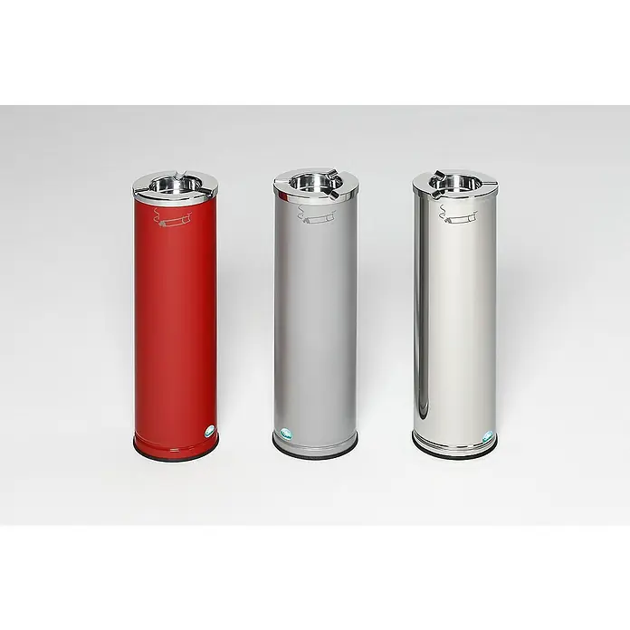 Proregal Asche-Mülleimer robust mit poliertem Aschereinsatz - 0,2 l, Stahl, Grau
