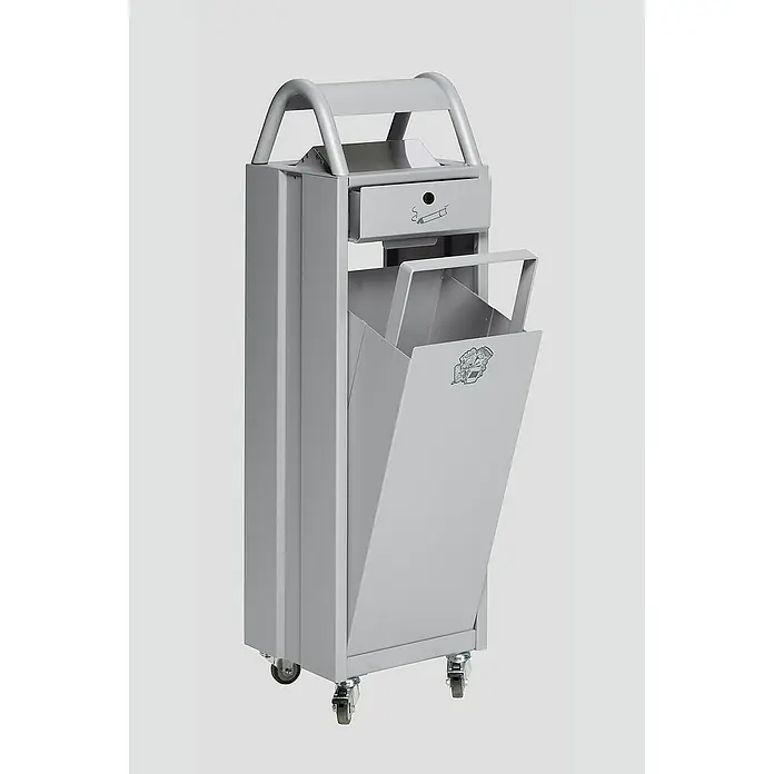 Proregal Asche-Mülleimer mit Schloss und Blenden - 35 l, Stahl, Silber