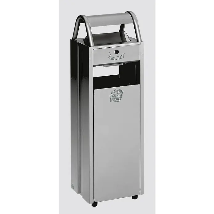 Proregal Asche-Mülleimer mit Schloss und Blenden - 35 l, Stahl, Silber