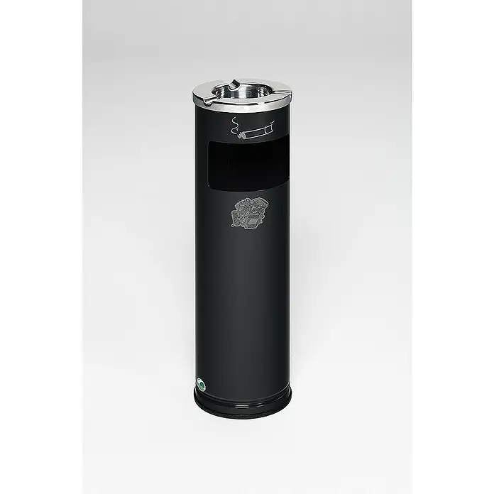 Proregal Asche-Mülleimer robust mit poliertem Aschereinsatz - 11,6 l, Stahl, Anthrazit