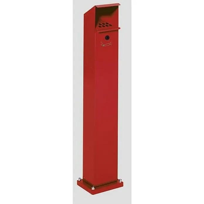 Proregal Asche-Mülleimer robust mit Schloss und Bodenplatte - 2 l, Stahl, Rot